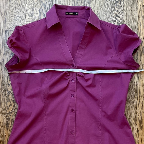 Fuchsia Rouched Button Down Top - Picture 9 of 12